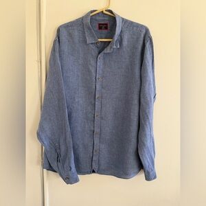 UNTUCKit XL Blue Linen Shirt Men’s Long Sleeve Button Up Coastal Casual